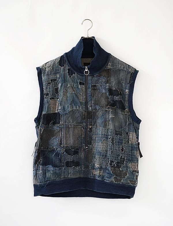 a*o様 KAPITAL キャピタル BORO×IDG裏毛 ハーフZIPベスト KAPITAL - BORO×IDG裏毛 ハーフZIPベスト - BLUE NEON