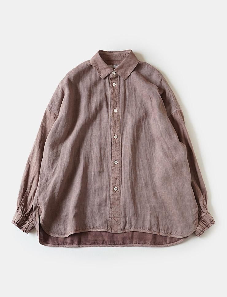 FACTORY - 綿麻Wガーゼ×綿麻 バルーンスリーブシャツ - BLUE NEON