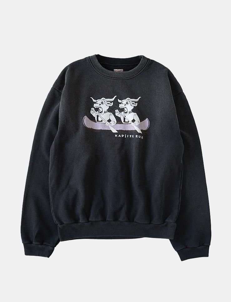 kapital スウェットtop裏毛　ラグランクルー　ムーンライト　チャコール KAPITAL - 裏毛 クルースウェット（`L`LONGHORNpt） - BLUE NEON