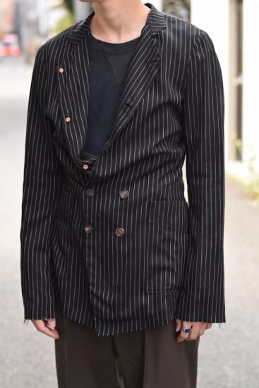 BED J.W. FORD(20SS)/ベッドフォード/stand collar stripe jacket bk