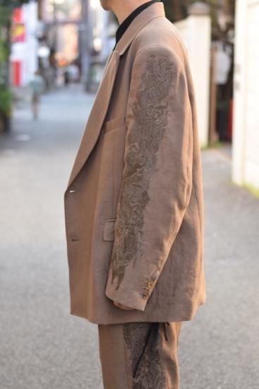 doublet(20SS)/ダブレット/CHAOS EMBROIDERY LINEN TAILORED JACKET brown - IDIOME |  ONLINE SHOP 熊本のセレクトショップ