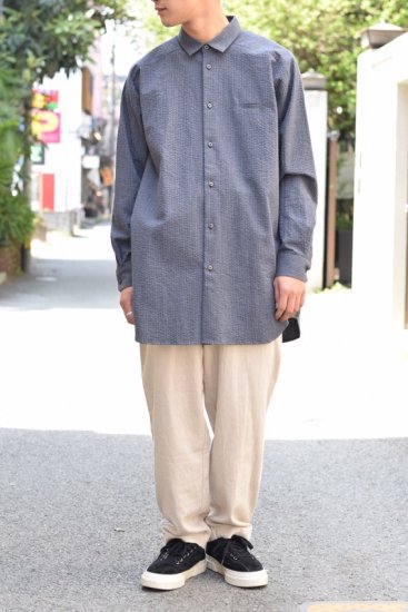 Dulcamara(20SS)/ドゥルカマラ/ヨークスリーブシャツ c.gray×navy - IDIOME | ONLINE SHOP  熊本のセレクトショップ