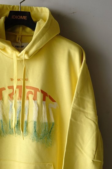 doublet/ダブレット/THANK YOU FRINGE EMBROIDERY HOODIE yellow