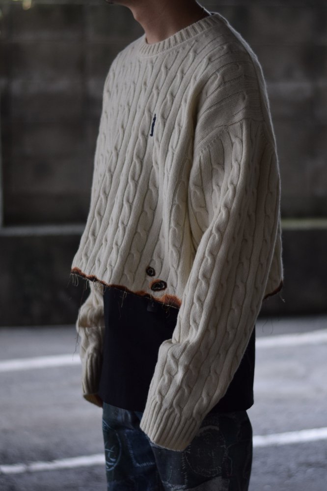 BURNING EMBROIDERY KNIT PULLOVER ivory - IDIOME | ONLINE SHOP 熊本 