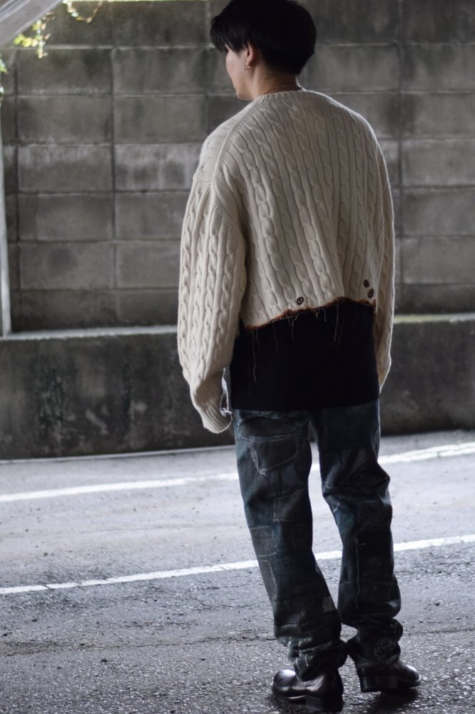 BURNING EMBROIDERY KNIT PULLOVER ivory - IDIOME | ONLINE SHOP 熊本 