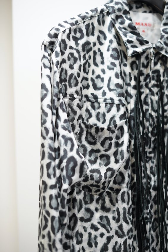 MASU ZIPUP LEOPARD SILK SHIRT-MONOCHROME-