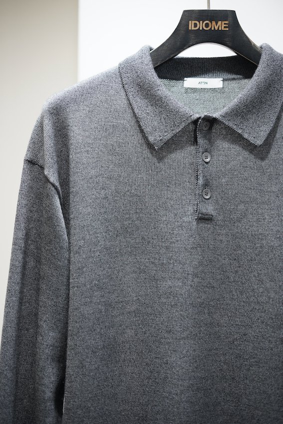 WOOL WASHI POLO SWEATER gray - IDIOME | ONLINE SHOP 熊本のセレクト