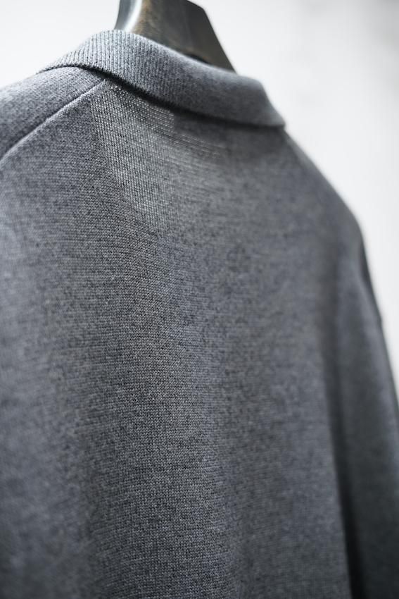 WOOL WASHI POLO SWEATER gray - IDIOME | ONLINE SHOP 熊本の WOOL WASHI POLO SWEATER gray - IDIOME | ONLINE SHOP 熊本の
