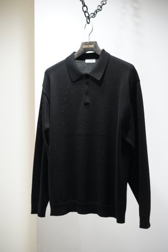 WOOL WASHI POLO SWEATER bk<img class='new_mark_img2' src='https://img.shop-pro.jp/img/new/icons14.gif' style='border:none;display:inline;margin:0px;padding:0px;width:auto;' />