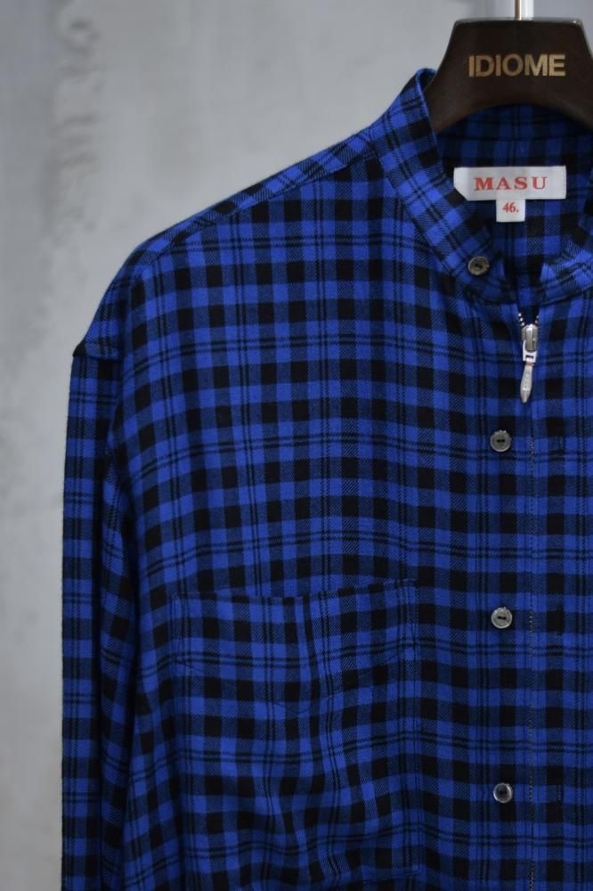 ZIP-UP PLAID SHIRT blue - IDIOME | ONLINE SHOP 熊本のセレクトショップ