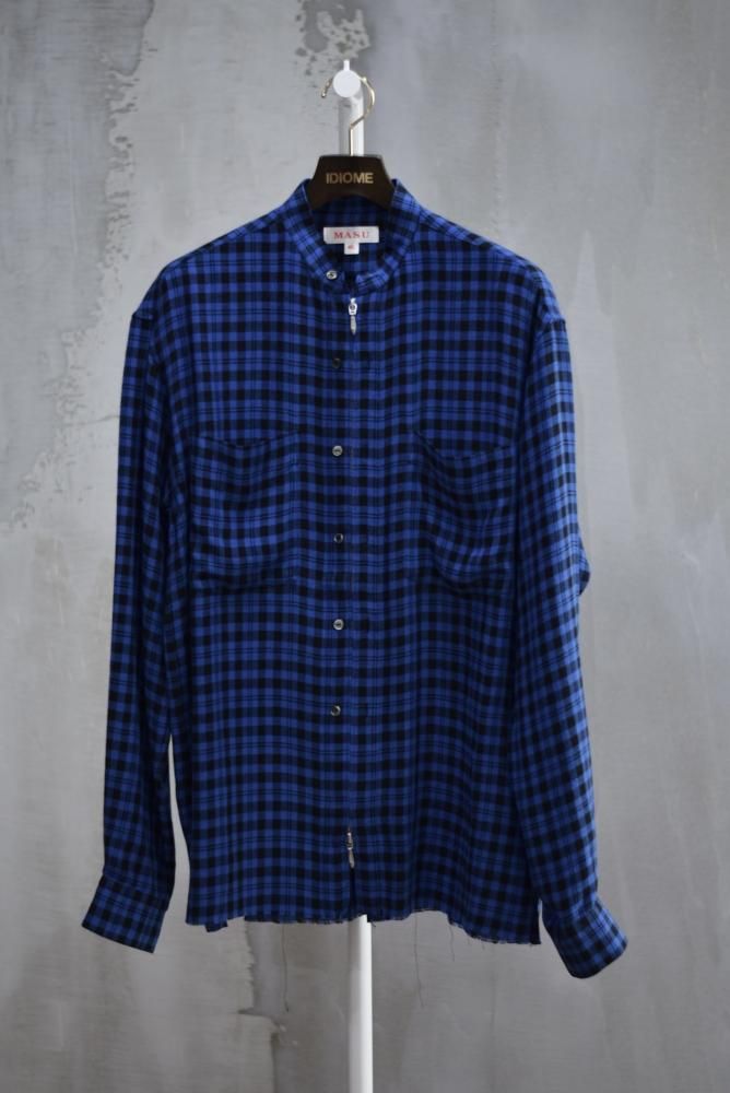 ZIP-UP PLAID SHIRT blue - IDIOME | ONLINE SHOP 熊本のセレクトショップ