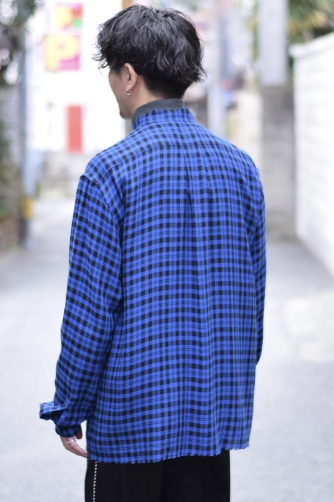 ZIP-UP PLAID SHIRT blue - IDIOME | ONLINE SHOP 熊本のセレクトショップ