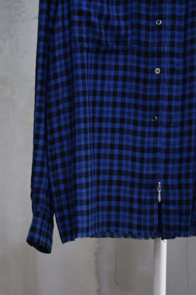 ZIP-UP PLAID SHIRT blue - IDIOME | ONLINE SHOP 熊本のセレクトショップ