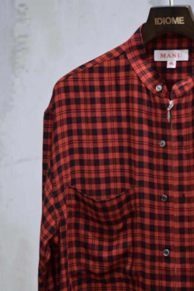 ZIP-UP PLAID SHIRT red - IDIOME | ONLINE SHOP 熊本のセレクトショップ