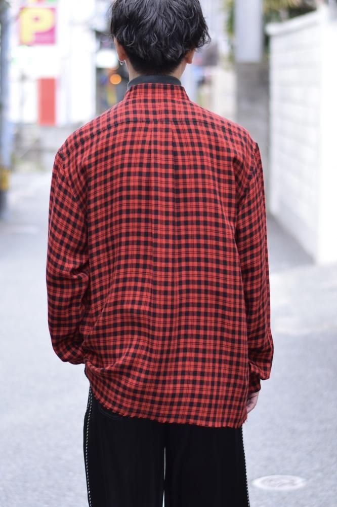 ZIP-UP PLAID SHIRT red - IDIOME | ONLINE SHOP 熊本のセレクトショップ