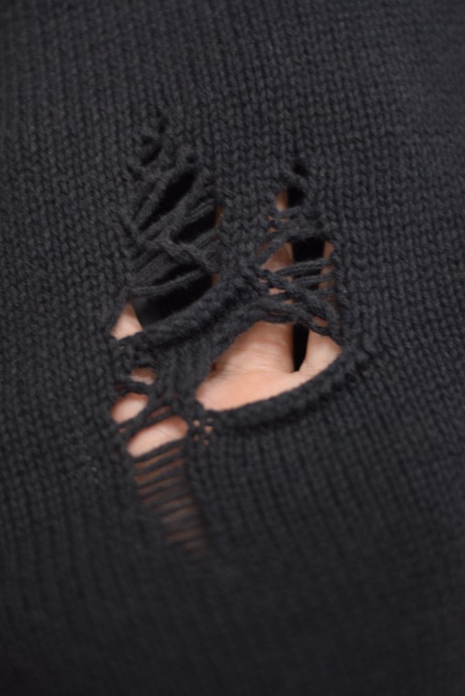 DESTROYED KNIT PULLOVER black - IDIOME | ONLINE SHOP 熊本の