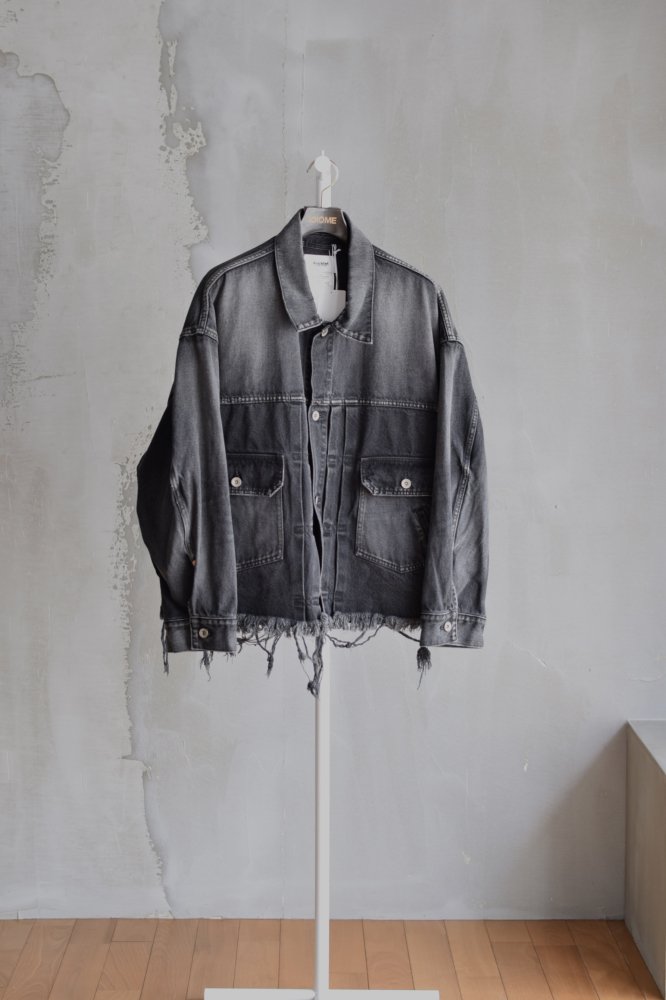 CUT OFF OVERSIZED DENIM JACKET black - IDIOME | ONLINE SHOP 熊本の