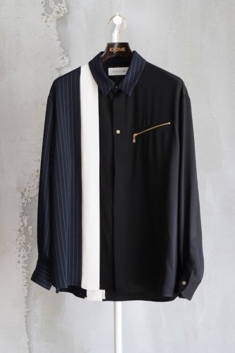 Double Satin Bi Color Zip Shirt<img class='new_mark_img2' src='https://img.shop-pro.jp/img/new/icons14.gif' style='border:none;display:inline;margin:0px;padding:0px;width:auto;' />