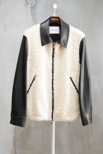 Curling Boa & Faux Leather Zip Jacket<img class='new_mark_img2' src='https://img.shop-pro.jp/img/new/icons14.gif' style='border:none;display:inline;margin:0px;padding:0px;width:auto;' />