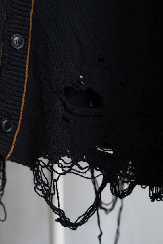 RECYCLE DENIM YARN CARDIGAN (BLACK) - IDIOME | ONLINE SHOP