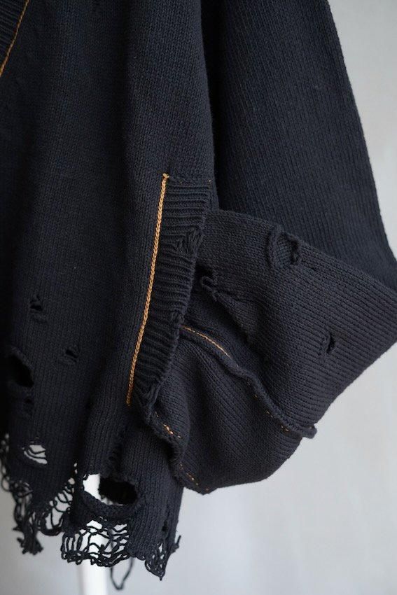 RECYCLE DENIM YARN CARDIGAN (BLACK) - IDIOME | ONLINE SHOP