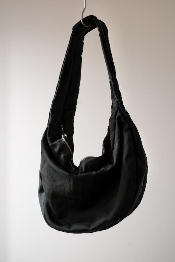 Yohji Yamamoto Logo Printed Shoulder Bag Black | PLAYFUL