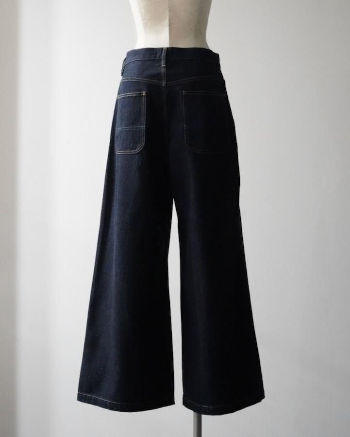 ORIMI OVERLAP BUGGY DENIM PANTS Indigo Poetry - Hemp & cotton