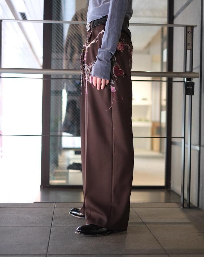 EMBROIDERED CHAIN TAILORED TROUSERS brown - IDIOME | ONLINE SHOP