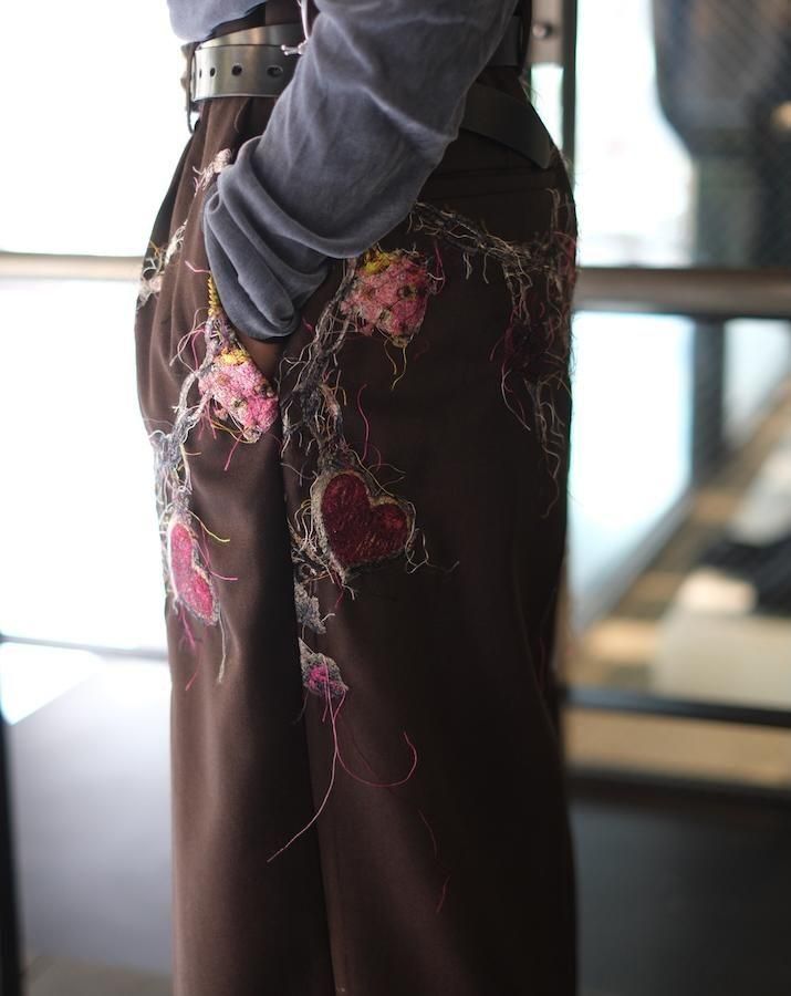 EMBROIDERED CHAIN TAILORED TROUSERS brown - IDIOME | ONLINE