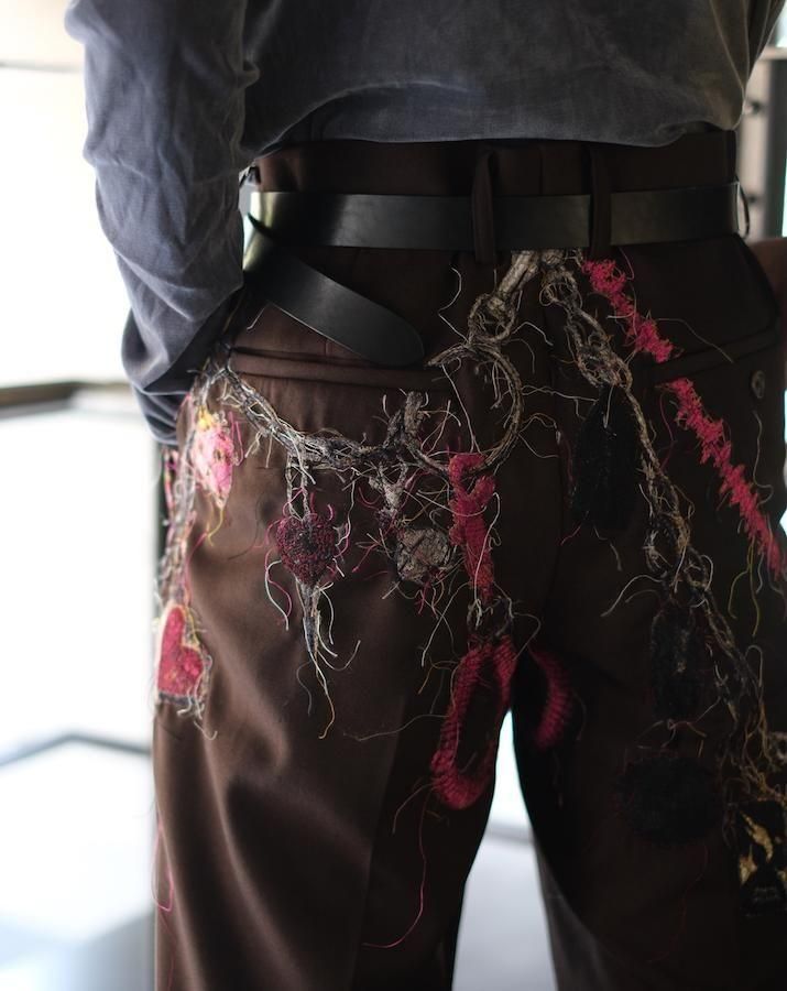 EMBROIDERED CHAIN TAILORED TROUSERS brown - IDIOME | ONLINE