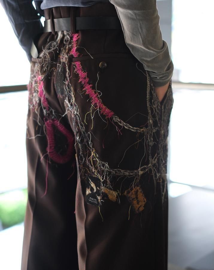 EMBROIDERED CHAIN TAILORED TROUSERS brown - IDIOME | ONLINE