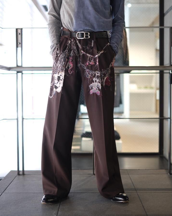パンツ EMBROIDERED CHAIN TAILORED TROUSERS EMBROIDERED CHAIN TAILORED TROUSERS brown - IDIOME | ONLINE