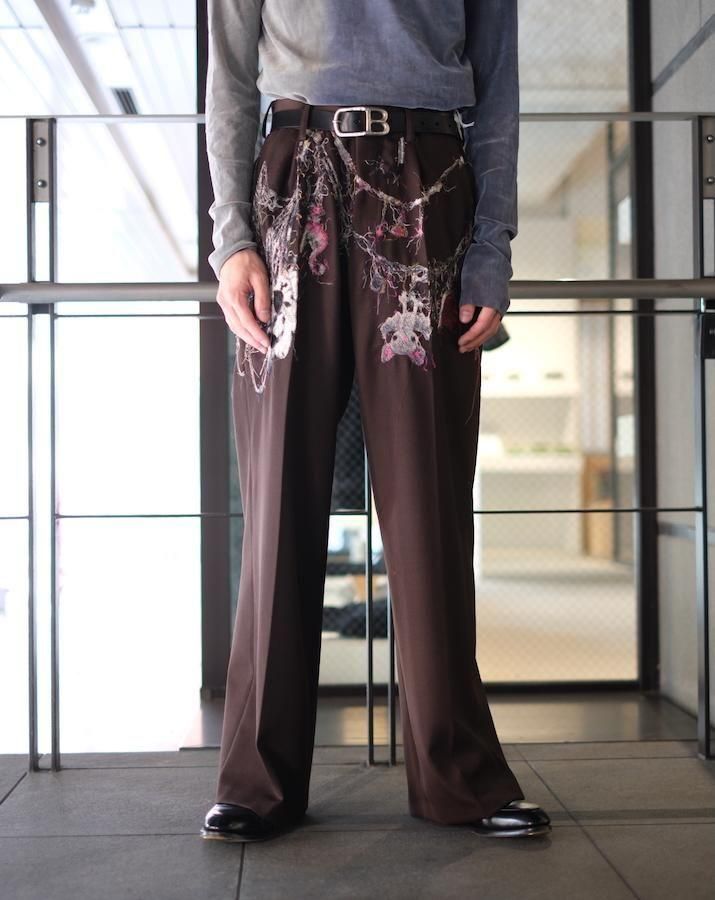 パンツ EMBROIDERED CHAIN TAILORED TROUSERS EMBROIDERED CHAIN TAILORED TROUSERS