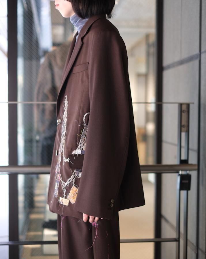 EMBROIDERED CHAIN TAILORED JACKET brown - IDIOME | ONLINE