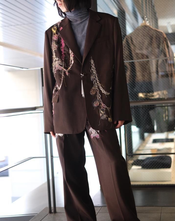 EMBROIDERED CHAIN TAILORED JACKET brown - IDIOME | ONLINE