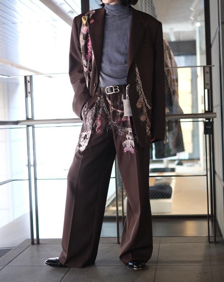 EMBROIDERED CHAIN TAILORED JACKET brown - IDIOME | ONLINE SHOP