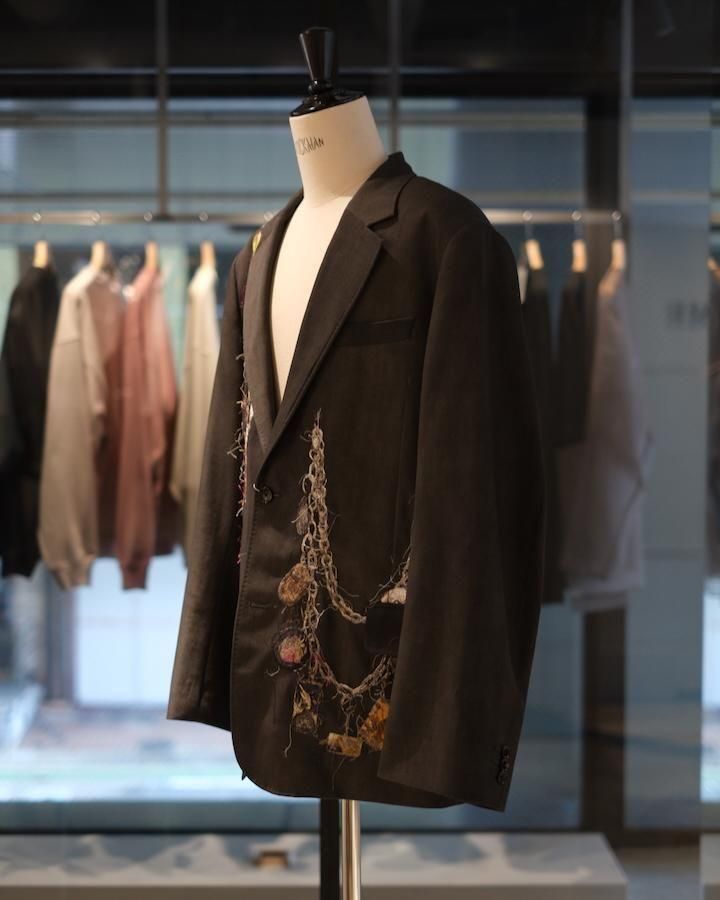 EMBROIDERED CHAIN TAILORED JACKET charcoal - IDIOME | ONLINE SHOP