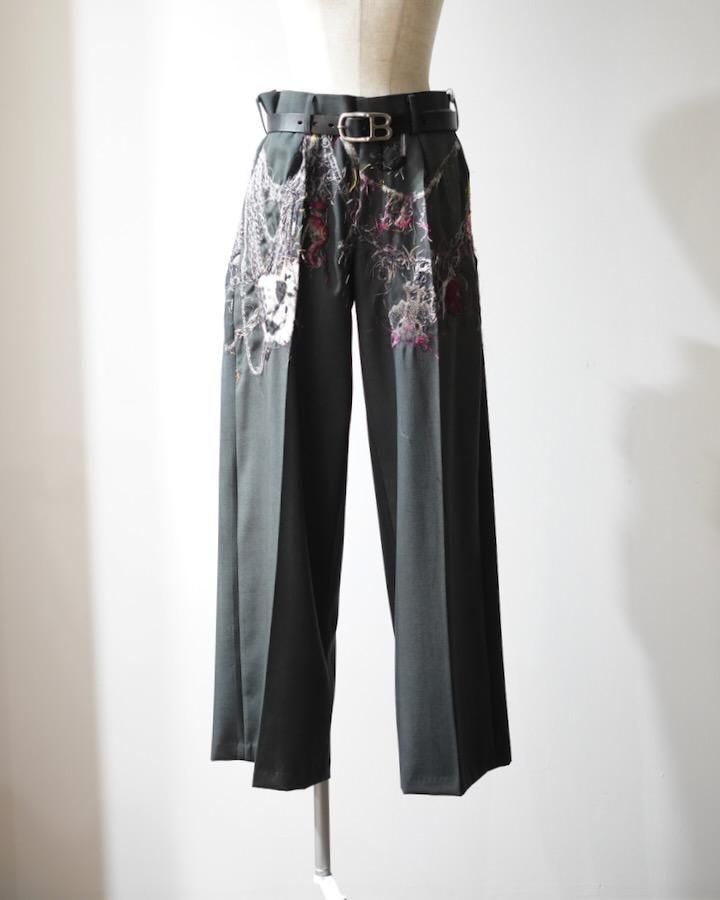 パンツ EMBROIDERED CHAIN TAILORED TROUSERS EMBROIDERED CHAIN TAILORED TROUSERS charcoal - IDIOME