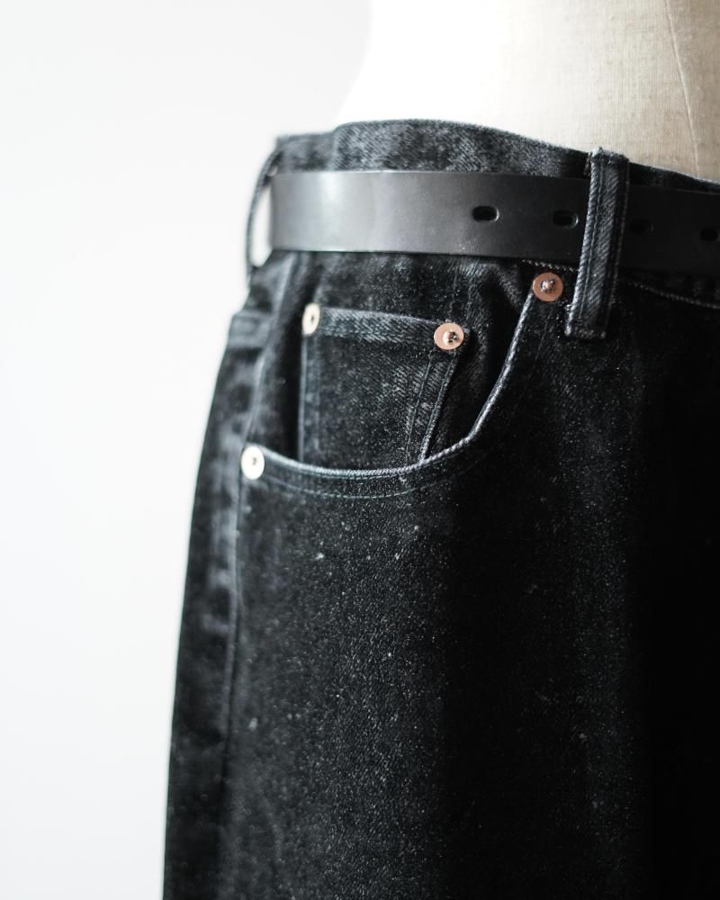 kとさせていただきます　500g FLOCKED DENIM EMBROIDERED PANTS - IDIOME | ONLINE SHOP 熊本