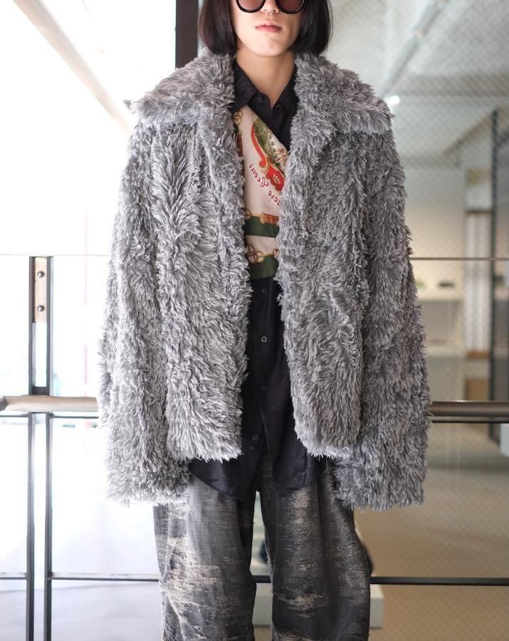 SINISTER MOUTH FAUX FUR JACKET grey - IDIOME | ONLINE SHOP 熊本の