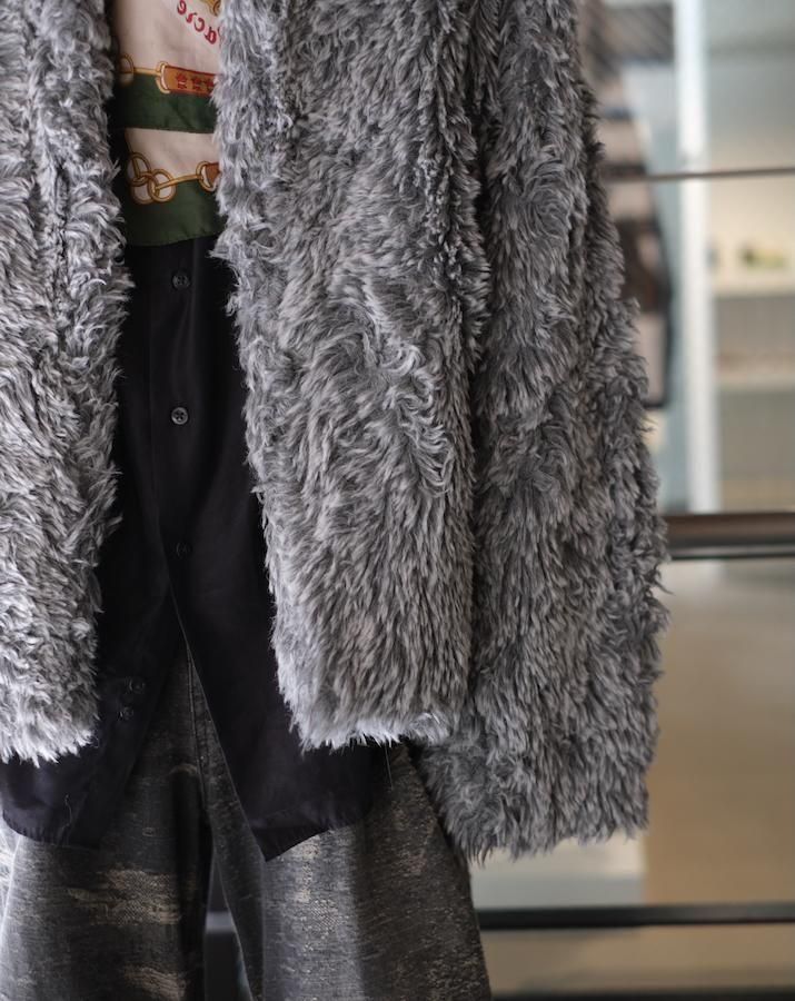 SINISTER MOUTH FAUX FUR JACKET grey - IDIOME | ONLINE SHOP 熊本の