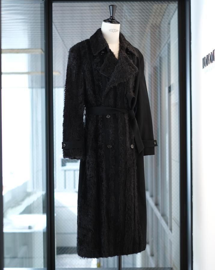 FUR TWEED DOUBLE BREASTED COAT bk - IDIOME | ONLINE SHOP