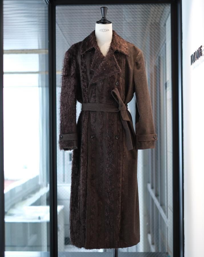FUR TWEED DOUBLE BREASTED COAT brown<img class='new_mark_img2' src='https://img.shop-pro.jp/img/new/icons14.gif' style='border:none;display:inline;margin:0px;padding:0px;width:auto;' />
