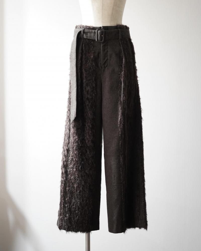 FUR TWEED BELT PANTS (BROWN)<img class='new_mark_img2' src='https://img.shop-pro.jp/img/new/icons14.gif' style='border:none;display:inline;margin:0px;padding:0px;width:auto;' />