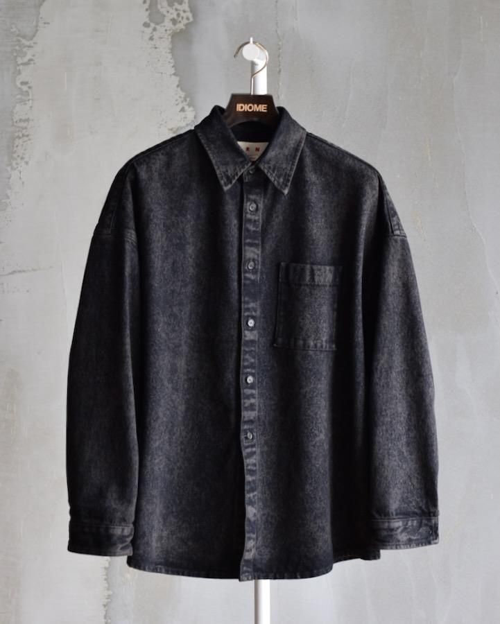 MARBLE DYED COTTON DENIM SHIRT<img class='new_mark_img2' src='https://img.shop-pro.jp/img/new/icons14.gif' style='border:none;display:inline;margin:0px;padding:0px;width:auto;' />