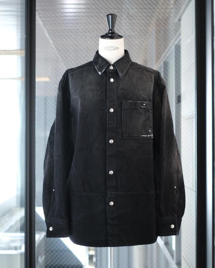 Black Denim Shirt With White Spots<img class='new_mark_img2' src='https://img.shop-pro.jp/img/new/icons14.gif' style='border:none;display:inline;margin:0px;padding:0px;width:auto;' />