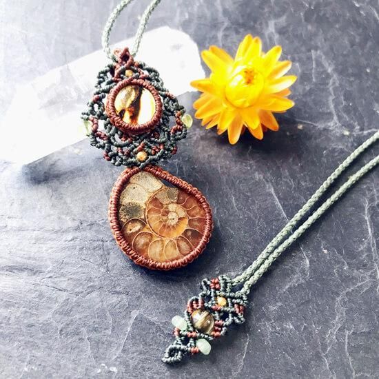 バイキンマン様　アンモライト　マクラメ　ネックレス　ペンダント バイキンマン様 アンモライト マクラメ ネックレス ペンダント 大地と