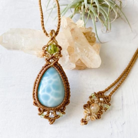 『夢空』高品質ラリマーのマクラメペンダントネックレス 夢空』高品質ラリマーのマクラメペンダントネックレス 高品質