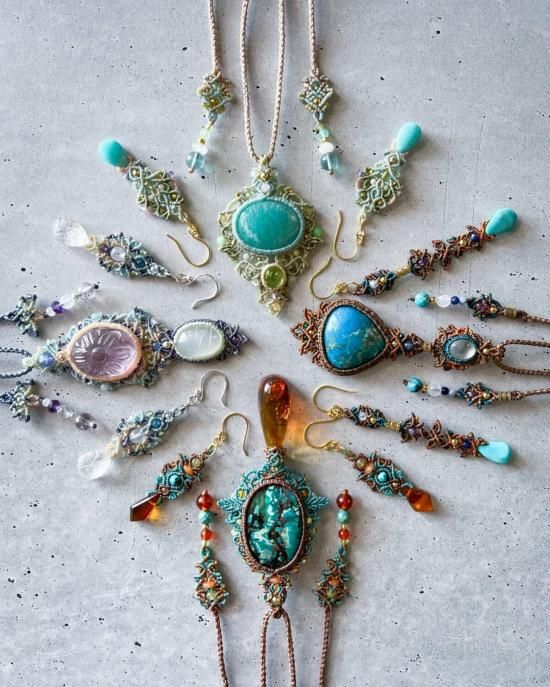 マクラメペンダント&マクラメピアスセット