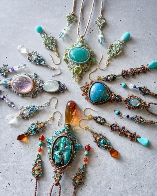 マクラメペンダント&マクラメピアスセット